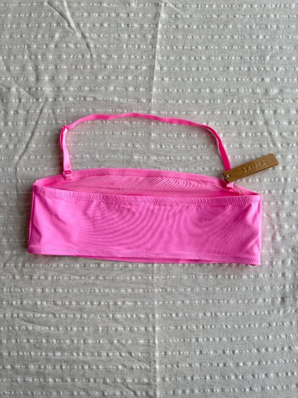 SKIMS Light Pink Recycled Swim Bandeau Bikini Top in Medium